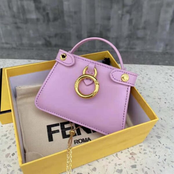 Fendi Women Pico Peekaboo Charm Light Pink Nappa Leather Charm (3)