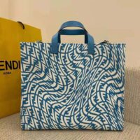 Fendi Women Shopper Blue Glazed Canvas Bag (1)