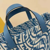 Fendi Women Shopper Blue Glazed Canvas Bag (1)
