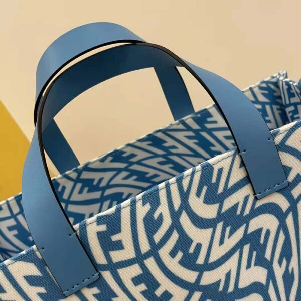 Fendi Women Shopper Blue Glazed Canvas Bag (4)