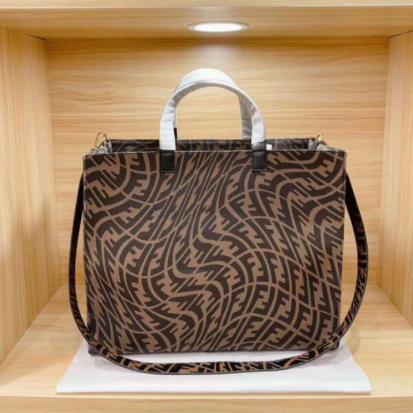 Fendi Women Shopper Brown Jacquard FF Vertigo Bag (5)