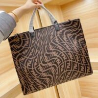 Fendi Women Shopper Brown Jacquard FF Vertigo Bag (1)