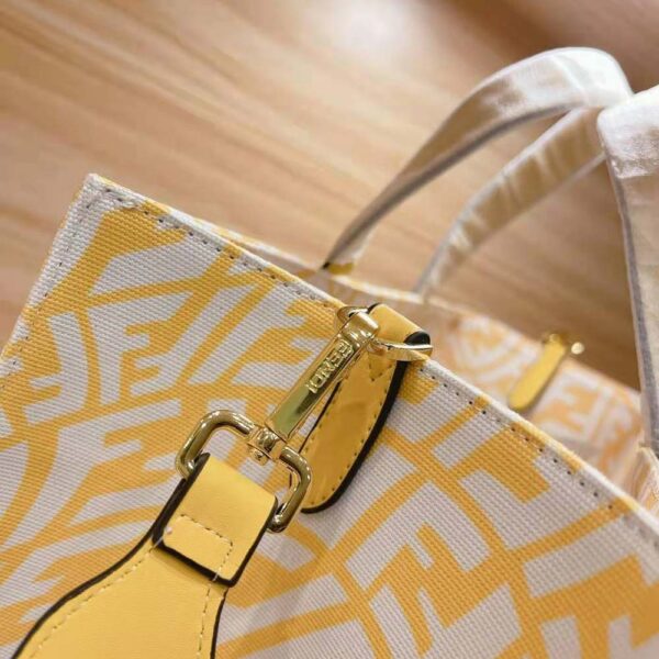 Fendi Women Shopper Yellow Glazed Canvas Bag (10)