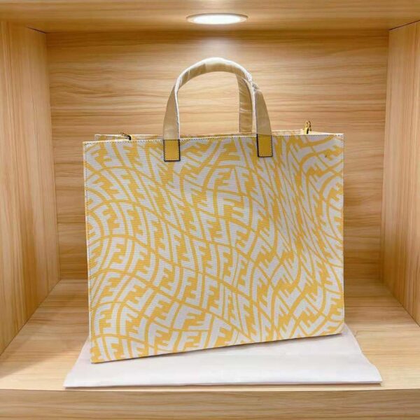 Fendi Women Shopper Yellow Glazed Canvas Bag (3)