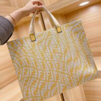 Fendi Women Shopper Yellow Glazed Canvas Bag (1)