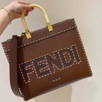 Fendi Women Sunshine Medium Leather Shopper-Maroon (1)