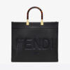Fendi Women Sunshine Medium Leather Shopper-Black