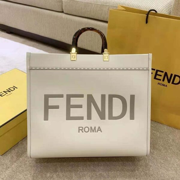 Fendi Women Sunshine Medium Leather Shopper-white (3)