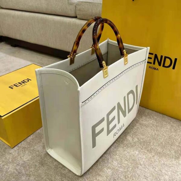 Fendi Women Sunshine Medium Leather Shopper-white (5)