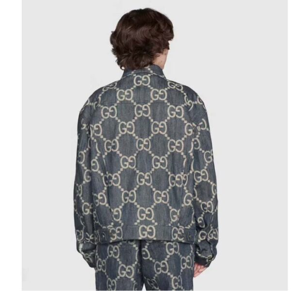 Gucci GG Men Pineapple Jacket Blue Ivory Jumbo GG Jacquard Denim (1)