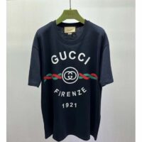 Gucci GG Women Cotton Jersey ‘Gucci Firenze 1921’ T-Shirt Crewneck Oversize Fit (12)