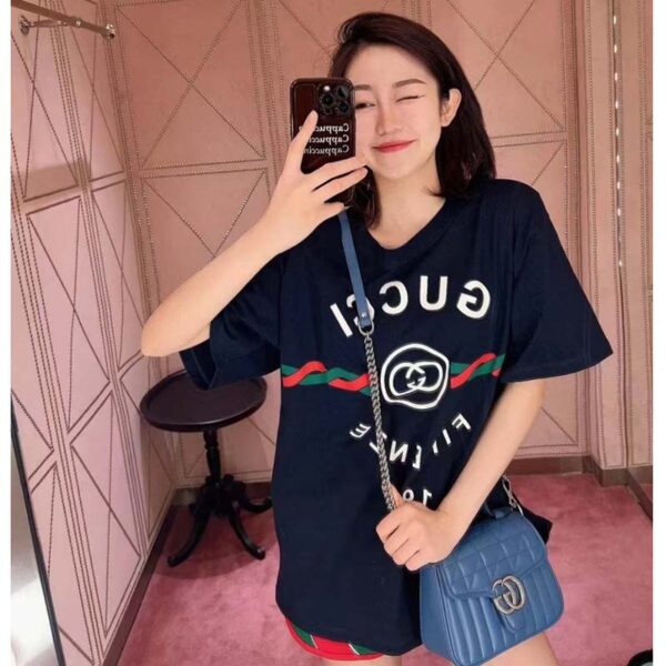 Gucci GG Women Cotton Jersey ‘Gucci Firenze 1921’ T-Shirt Crewneck Oversize Fit (11)