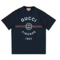 Gucci GG Women Cotton Jersey ‘Gucci Firenze 1921’ T-Shirt Crewneck Oversize Fit (12)