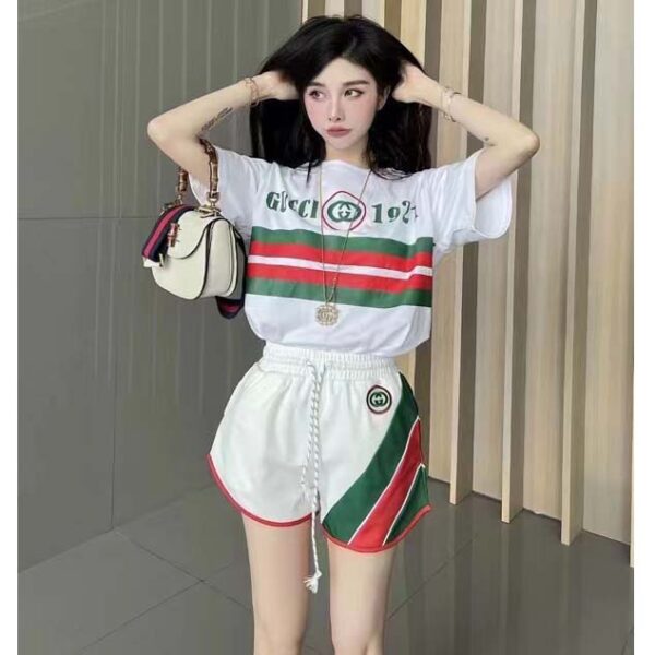 Gucci GG Women Cotton T-Shirt White Cotton Jersey Crewneck Oversize Fit (1)