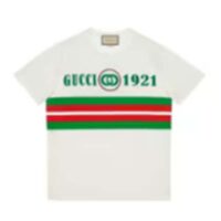 Gucci GG Women Cotton T-Shirt White Cotton Jersey Crewneck Oversize Fit (13)