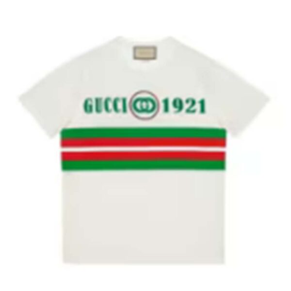 Gucci GG Women Cotton T-Shirt White Cotton Jersey Crewneck Oversize Fit (13)