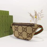 Gucci Unisex Jumbo GG Belt Bag Camel Ebony Canvas Green Red Web (2)