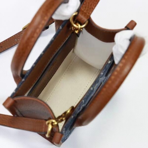 Gucci Unisex Mini Tote Bag Interlocking G Blue Ivory GG Denim Jacquard (3)