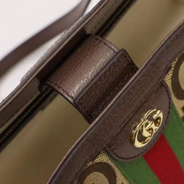 Gucci Unisex Ophidia Jumbo GG Medium Tote Camel Ebony Canvas Double G (10)