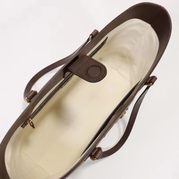 Gucci Unisex Ophidia Jumbo GG Medium Tote Camel Ebony Canvas Double G (4)