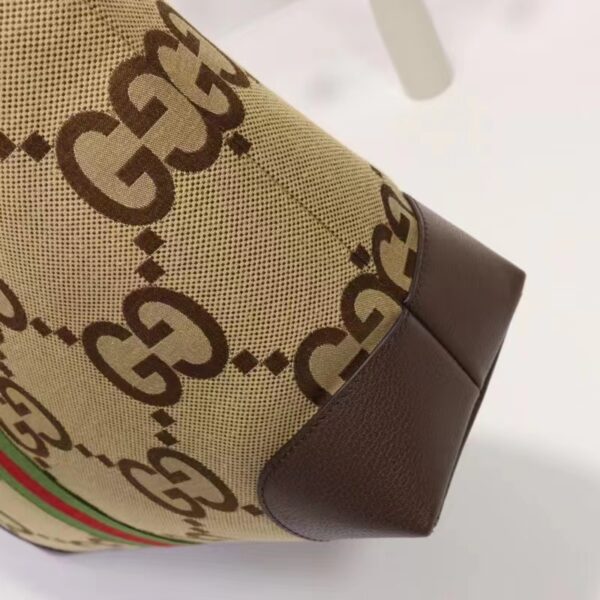 Gucci Unisex Ophidia Jumbo GG Medium Tote Camel Ebony Canvas Double G (5)