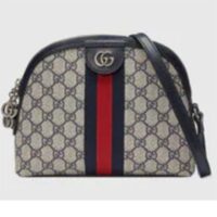 Gucci Unisex Ophidia Small GG Shoulder Bag Beige Blue GG Supreme Canvas