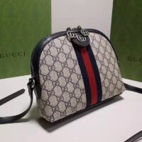 Gucci Unisex Ophidia Small GG Shoulder Bag Beige Blue GG Supreme Canvas (3)