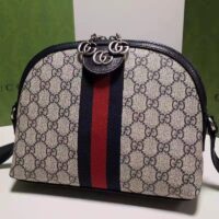 Gucci Unisex Ophidia Small GG Shoulder Bag Beige Blue GG Supreme Canvas (3)