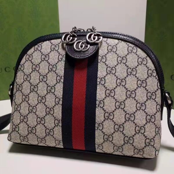 Gucci Unisex Ophidia Small GG Shoulder Bag Beige Blue GG Supreme Canvas (7)