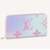 Louis Vuitton LV Unisex Zippy Wallet Sunrise Pastel Monogram Coated Canvas Cowhide