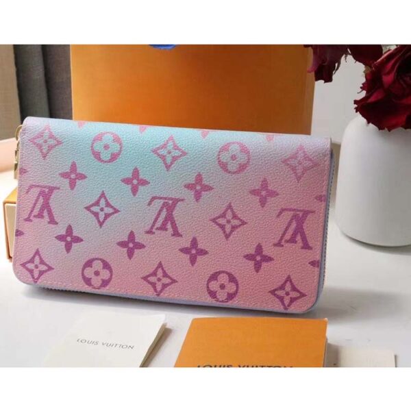 Louis Vuitton LV Unisex Zippy Wallet Sunrise Pastel Monogram Coated Canvas Cowhide (6)