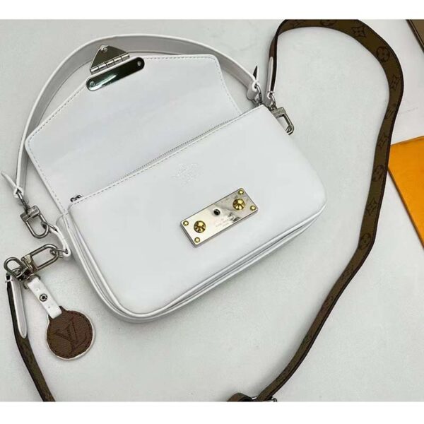 Louis Vuitton LV Women Swing White Calfskin Leather Monogram Canvas S Lock (2)