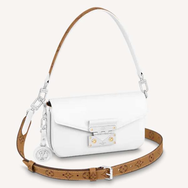 Louis Vuitton LV Women Swing White Calfskin Leather Monogram Canvas S Lock (9)