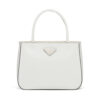 Prada Women Brushed Leather Handbag Nylon Lining-White