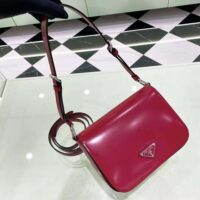 Prada Women Brushed Leather Shoulder Bag-Red (1)