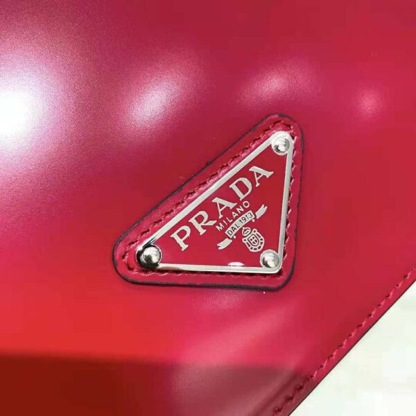 Prada Women Brushed Leather Shoulder Bag-Red (9)