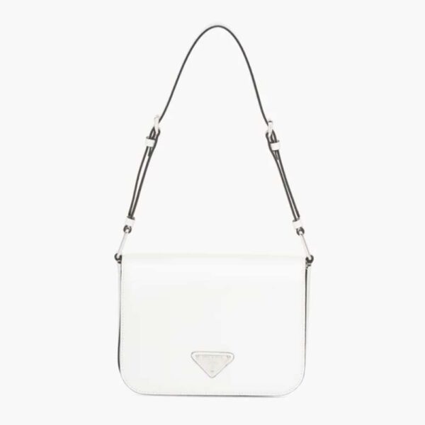 Prada Women Brushed Leather Shoulder Bag-White (1)