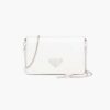 Prada Women Brushed Leather Shoulder Bag-White