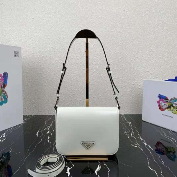 Prada Women Brushed Leather Shoulder Bag-White (2)