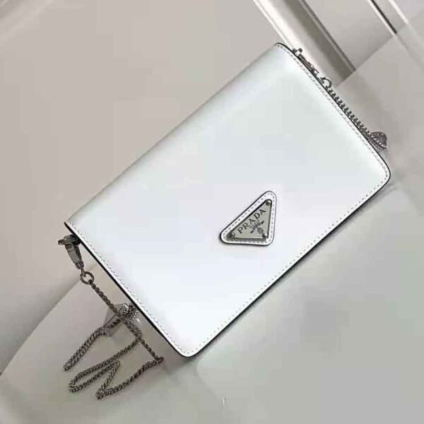 Prada Women Brushed Leather Shoulder Bag-White (2)