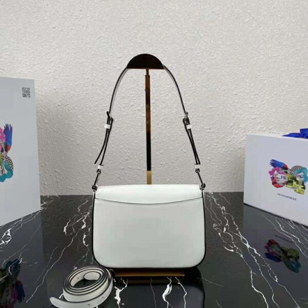 Prada Women Brushed Leather Shoulder Bag-White (3)