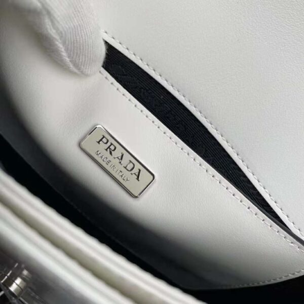 Prada Women Brushed Leather Shoulder Bag-White (9)