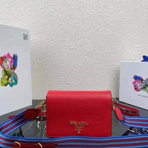 Prada Women Calf Leather Shoulder Bag-red (2)