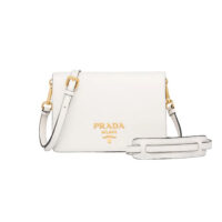 Prada Women Calf Leather Shoulder Bag-White