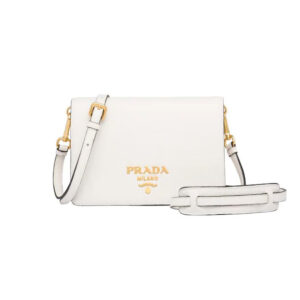 Prada Women Calf Leather Shoulder Bag-White