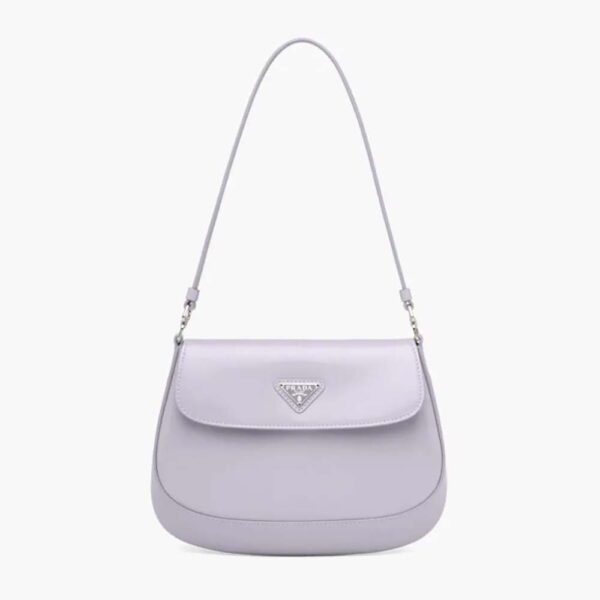Prada Women Cleo Brushed Leather Shoulder Bag with Flap-Purple (1)