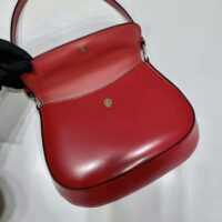 Prada Women Cleo Brushed Leather Shoulder Bag with Flap-Red (1)