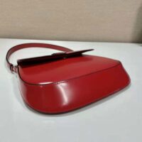 Prada Women Cleo Brushed Leather Shoulder Bag with Flap-Red (1)