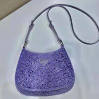 Prada Women Cleo Satin Bag with Appliques-Purple (1)