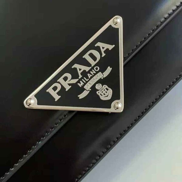 Prada Women Embleme Brushed-Leather Bag-Black (7)